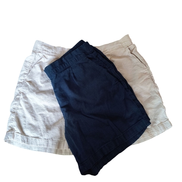croft & barrow Pants - 2 Pair Croft & Barrow Linen Blend Pull On Shorts In Navy And Oatmeal Size L